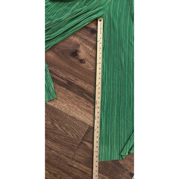 Steve Madden Addy Plisse Green Pleated Wide Leg Pants Elastic Waist L - Picture 6 of 8